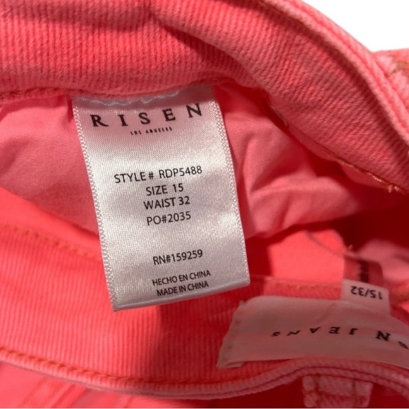 Risen Hot Neon Pink High Rise Wide Leg Cargo Jeans Size 15/32 - Picture 12 of 14